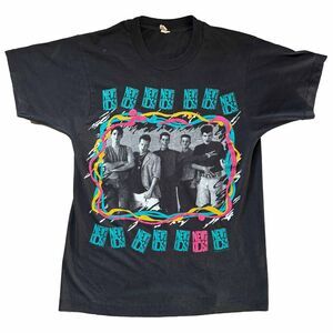Vintage 80s 1989 New Kids On The Block NKOTB Tour Pop Rock Band Black T-Shirt M